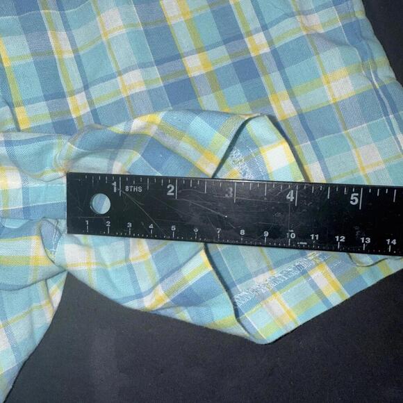 Vintage Rags Land Kids Blue Plaid Gingham Smocked Romper Jon Jon Shortalls 3 - Picture 7 of 14